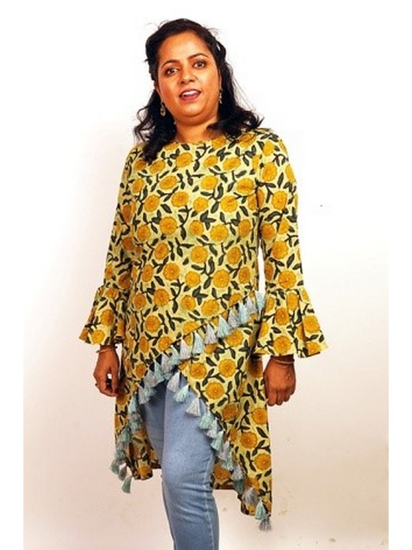 Printed Kurti with front cut