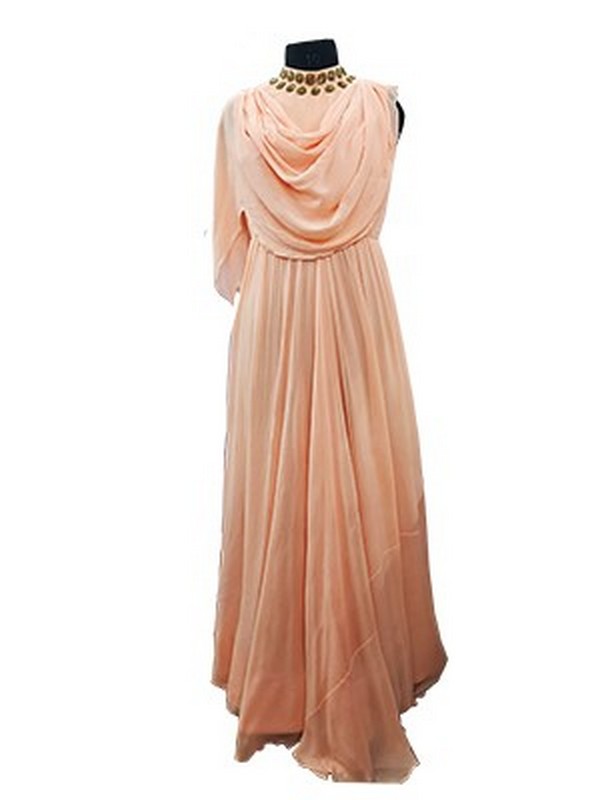 Peach coloured Georgette drape dress