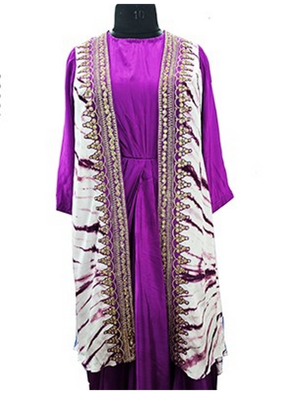 Purple Gown with zari embroidery