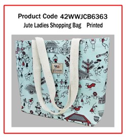 Jute Ladies Shopping Bag  ( Printed )