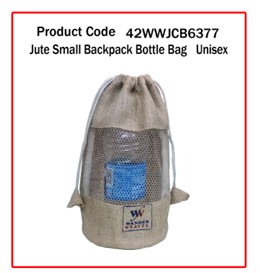 Jute Small Backpack Bottle Bag ( Printed - Unisex )