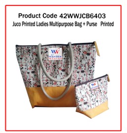 Juco Printed Ladies Multipurpose Bag + Purse ( Printed )